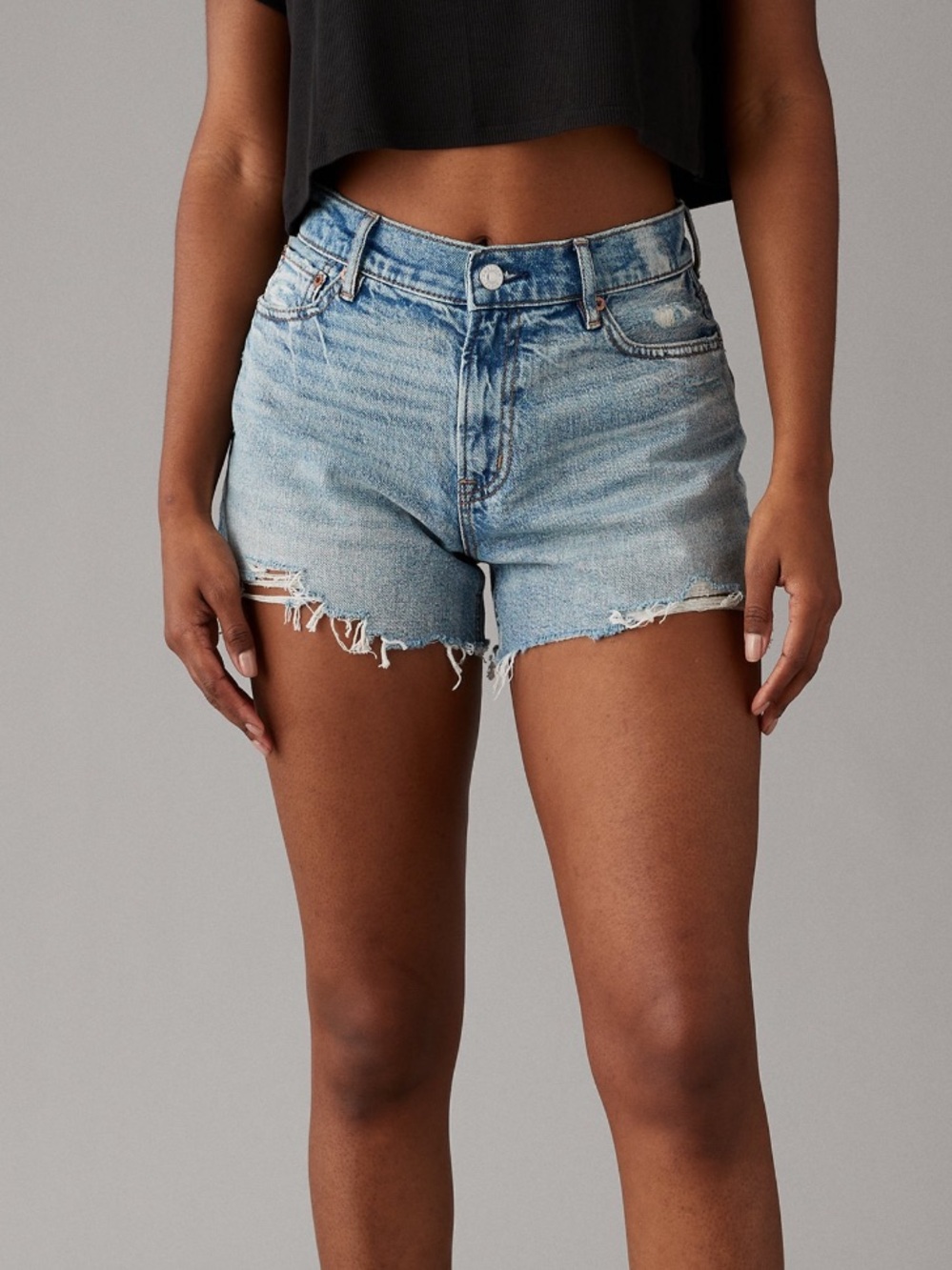 American Eagle Outfitters Light Blue Distressed Denim Shorts
